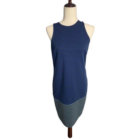 Merona Dresses & Skirts - Merona sleeveless blue black striped career dress women's size 8